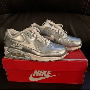 Nike Silver and White Air Max Sneakers